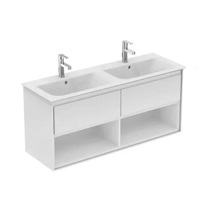 Ideal Standard Connect Air - dubultās izlietnes skapītis 120 cm, balts spīdīgs/balts matēts lakots E0829B2