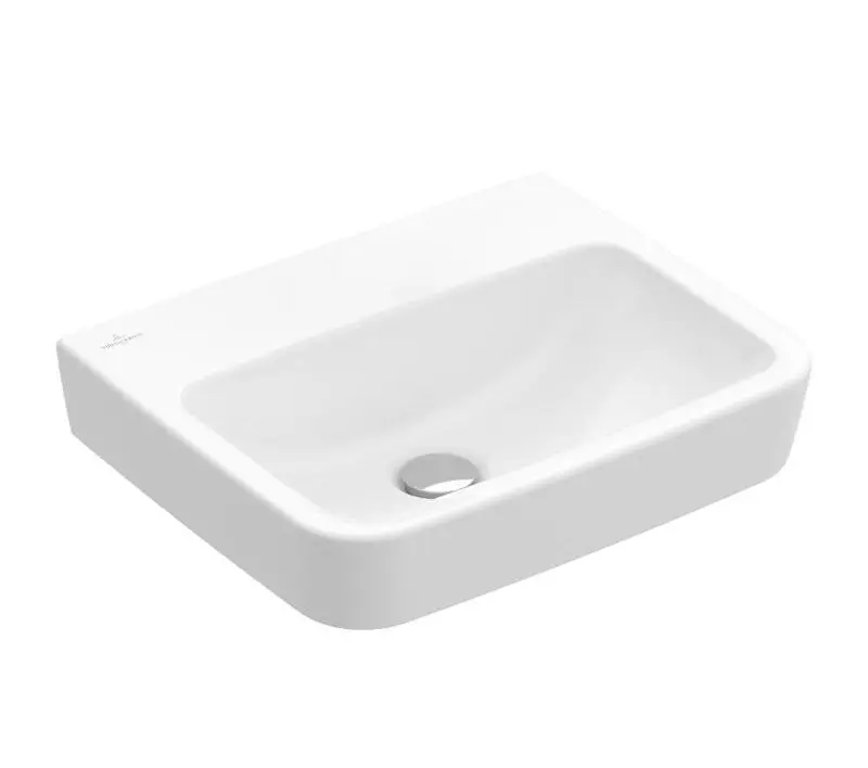 Villeroy & Boch O.novo - rokas izlietne 45x37 cm, bez pārplūdes, 1 jaucējkrāna caurums, Alpu balts 43444801