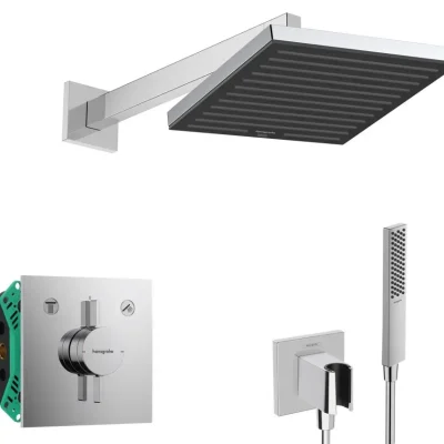 Hansgrohe - dušas komplekts ar zemapmetuma maisītāju, ar montāžas korpusu, 26x26 cm, hroms SANI21HHH001