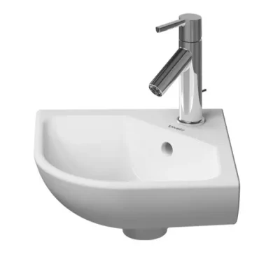 Duravit ME by Starck - stūra roku izlietne 43x38 cm, 1 jaucējkrāna caurums, balts matēts 0722433200