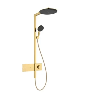 Hansgrohe Raindance Alive S - dušas komplekts ar termostatu, diametrs 30 cm, 3 strūklas veidi, EcoSmart, pulēta zelta izskats 24583990