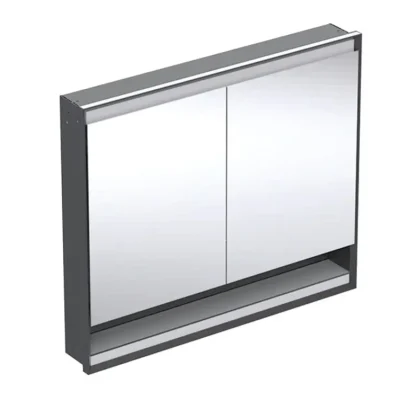 Geberit ONE - spoguļskapis ar LED apgaismojumu, 105x90x15 cm, 2 durvis, ar nišu, iebūvējams, matēti melns 505.824.00.7