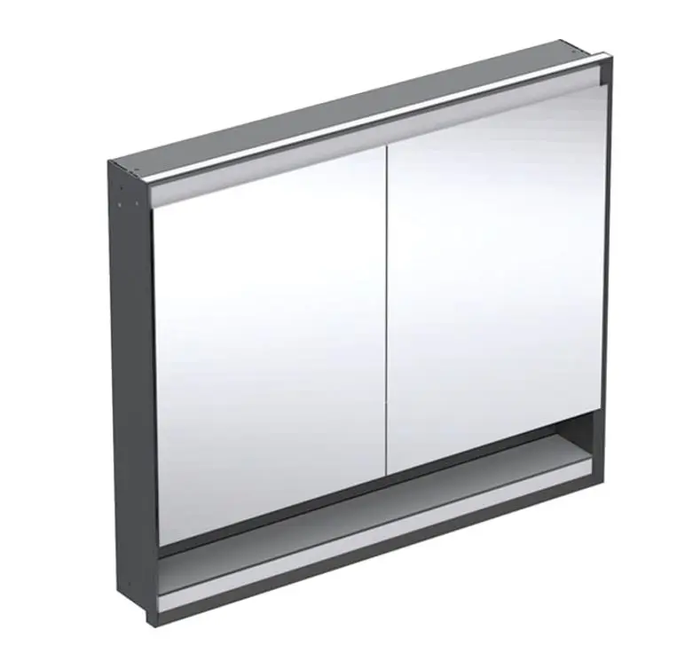 Geberit ONE - spoguļskapis ar LED apgaismojumu, 105x90x15 cm, 2 durvis, ar nišu, iebūvējams, matēti melns 505.824.00.7