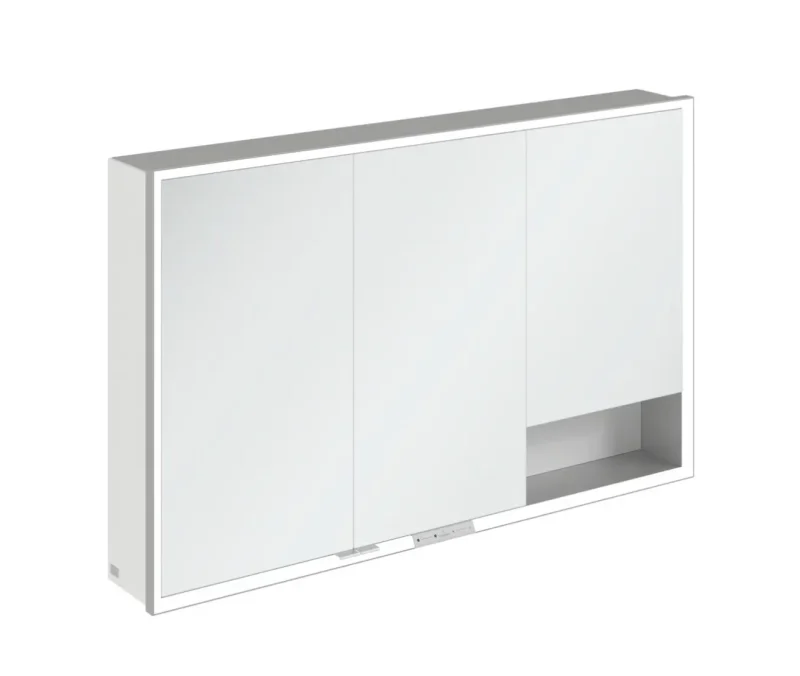 Villeroy & Boch My View+ - spoguļskapītis ar LED apgaismojumu 120x75x17 cm, 3 durvis, balts/pelēks A48112VE