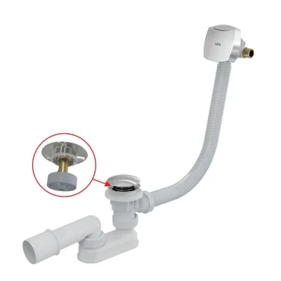 Alcadrain noteces komplekti - vannas noteces un pārplūdes komplekts ar uzpildi, biezsienu vannām, garums 1200 mm, Click-Clack, hroms A509CKM-120
