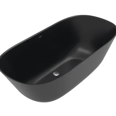 Villeroy & Boch Theano - brīvi stāvoša vanna, 175x80 cm, Quaryl, Pure Black UBQ175ANH7F200V-R7