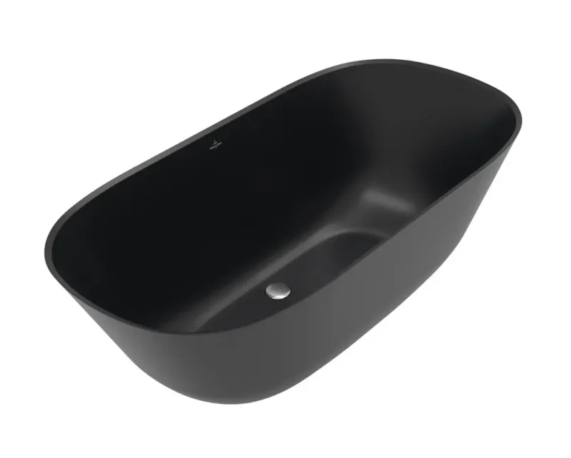 Villeroy & Boch Theano - brīvi stāvoša vanna, 175x80 cm, Quaryl, Pure Black UBQ175ANH7F200V-R7
