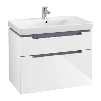 Villeroy & Boch Subway 2.0 - izlietnes apakšskapis, 79x52x45 cm , 2 izvelkamās atvilktnes, Glossy White A91410DH