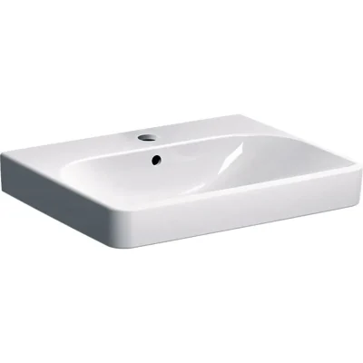 Geberit Smyle Square - izlietne 60x48 cm, ar pārplūdi, 1 caurums jaucējkrānam, balta 500.229.01.1
