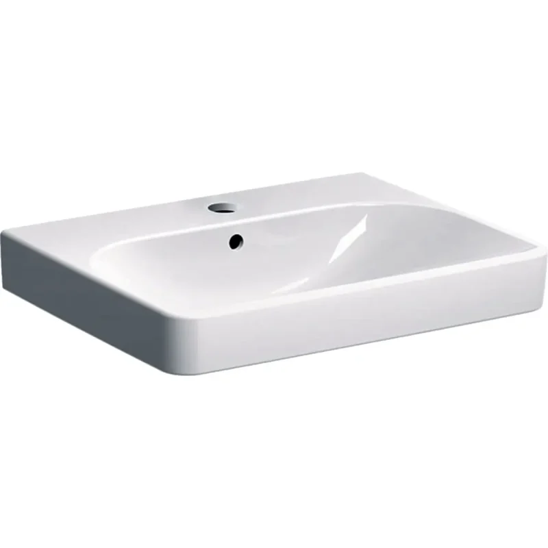 Geberit Smyle Square - izlietne 60x48 cm, ar pārplūdi, 1 caurums jaucējkrānam, balta 500.229.01.1