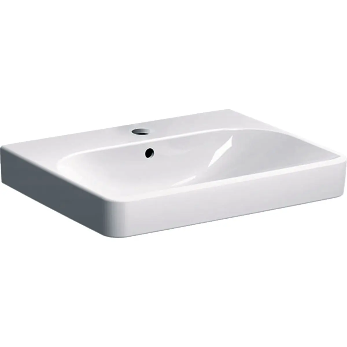 Geberit Smyle Square - izlietne 60x48 cm, ar pārplūdi, 1 caurums jaucējkrānam, balta 500.229.01.1