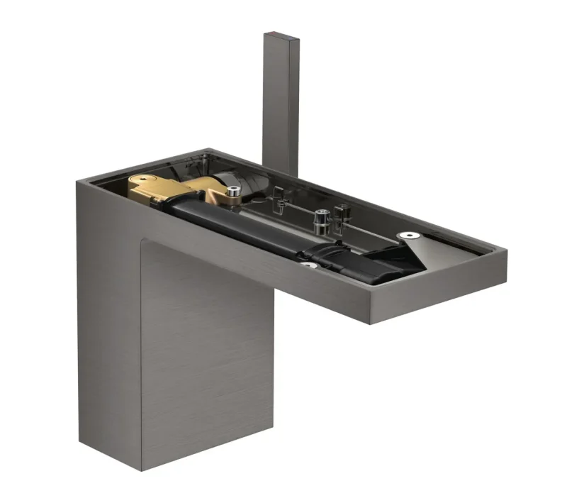 Axor MyEdition - izlietnes maisītājs ar Push-Open noteces komplektu, EcoSmart, hroms melns birstēts / bez plāksnes 47032340