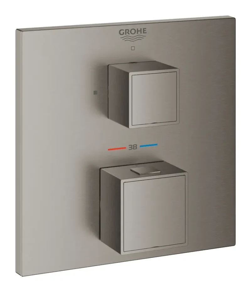Grohe Grohtherm Cube - termostata dušas maisītājs, zemapmetuma montāža, Hard Graphite birstēts 24153AL0