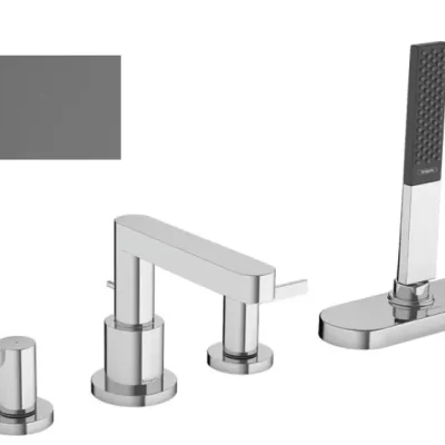 Hansgrohe Finoris - vannas malas maisītājs, 4 caurumu montāža, sBox, birstēts melns hroms 76444340