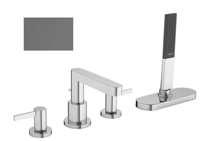 Hansgrohe Finoris - vannas malas maisītājs, 4 caurumu montāža, sBox, birstēts melns hroms 76444340