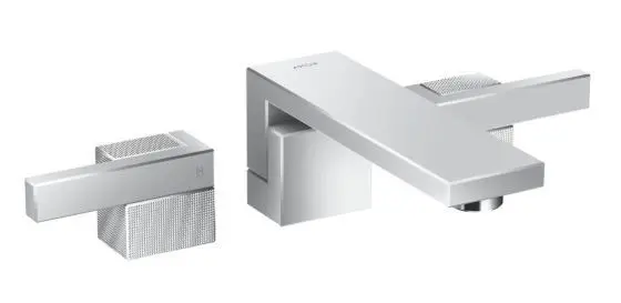 Axor Edge - izlietnes maisītājs, ar noteces komplektu, 3 caurumu montāža, hroms / dimanta slīpējums 46061000