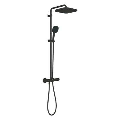 Grohe Vitalio Comfort - dušas komplekts ar termostatu, 25x25 cm, 2 strūklu veidi, matēti melns 266962431