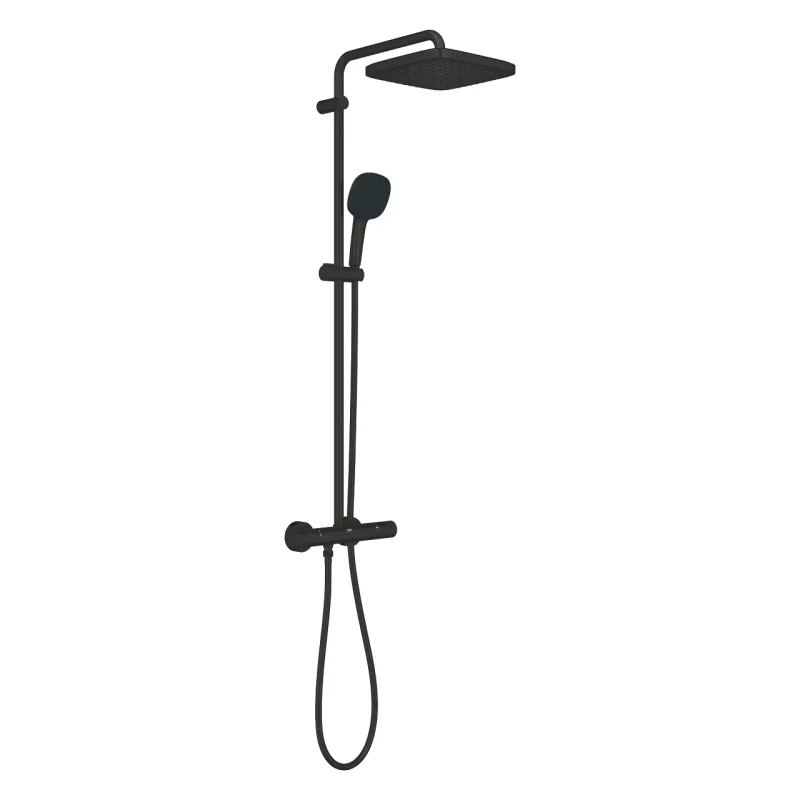 Grohe Vitalio Comfort - dušas komplekts ar termostatu, 25x25 cm, 2 strūklu veidi, matēti melns 266962431