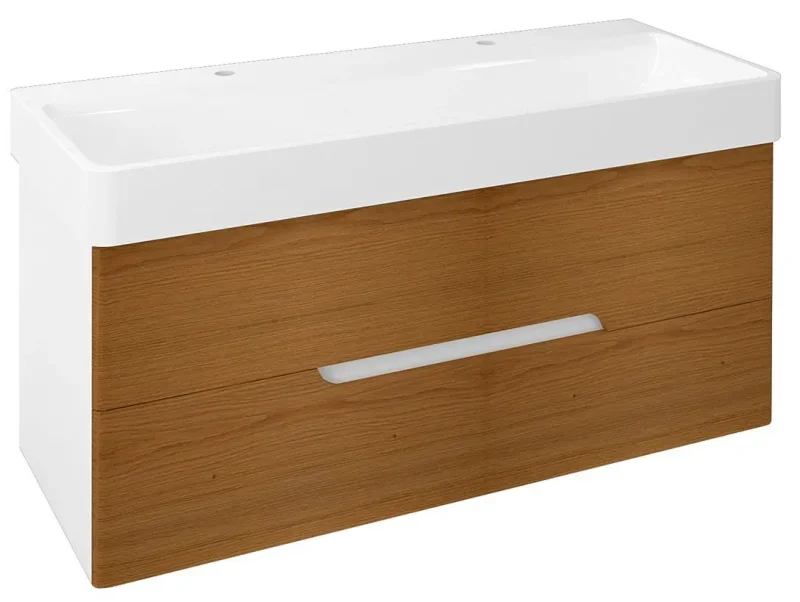Sapho Mediena - izlietnes skapītis 117x51x49 cm, balts matēts/ozols dabīgs MD122