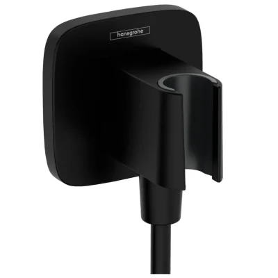 Hansgrohe Fixfit - sienas pieslēguma līkums ar dušas turētāju, melns matēts 26887670
