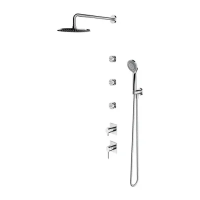 OMNIRES Y - dušas komplekts ar zemapmetuma maisītāju, ar iebūvējamo daļu, 5 strūklas veidi, diametrs 25 cm, hroms SYSY30XCR