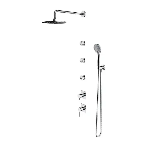 OMNIRES Y - dušas komplekts ar zemapmetuma maisītāju, ar iebūvējamo daļu, 5 strūklas veidi, diametrs 25 cm, hroms SYSY30XCR