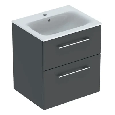 Geberit Selnova Square - izlietnes skapītis 64x54x48 cm, ar izlietni, 2 atvilktnes, Lava matēts 501.237.00.1