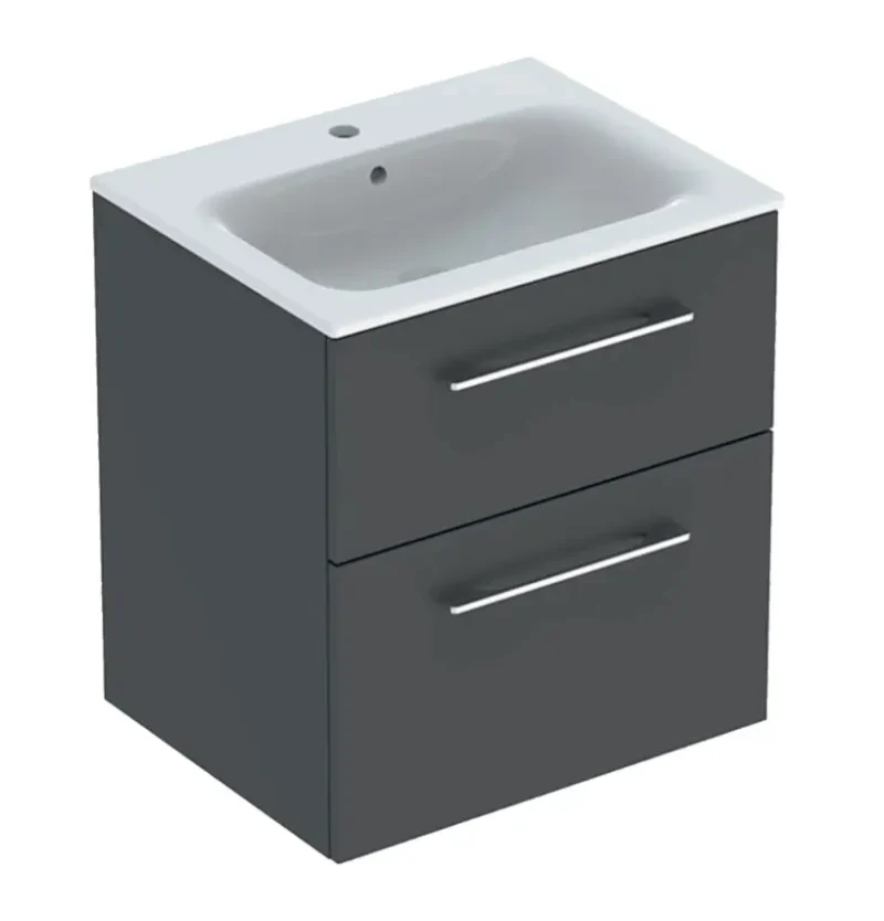 Geberit Selnova Square - izlietnes skapītis 64x54x48 cm, ar izlietni, 2 atvilktnes, Lava matēts 501.237.00.1