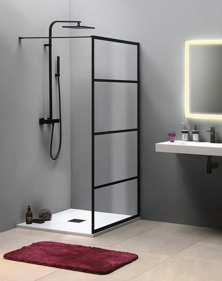 Gelco Cure Black - dušas siena 80x200 cm, matēti melns/caurspīdīgs stikls CB80