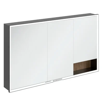 Villeroy & Boch My View+ - spoguļskapītis ar LED apgaismojumu 130x75x17 cm, 3 durvis, Kansas ozols/matēti melns B48213RH