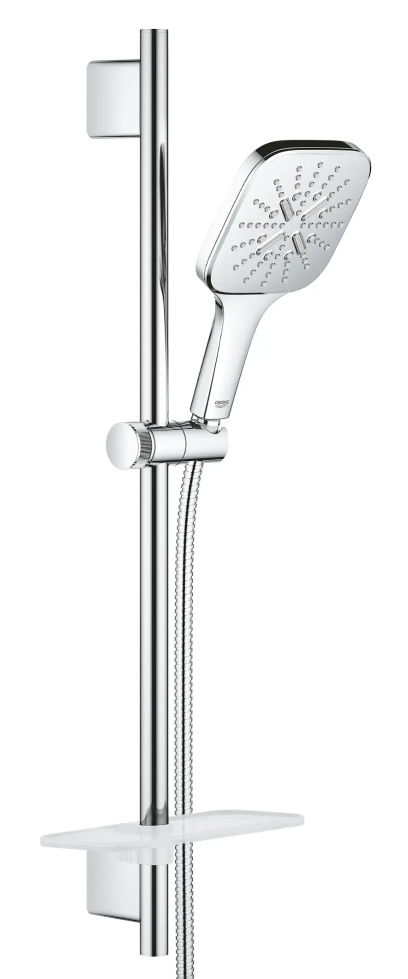 Grohe Rainshower SmartActive Cube - dušas stieņa komplekts 130 6,8 l/min, 3 strūklas veidi, 60 cm stienis un šļūtene, hroms 26585000