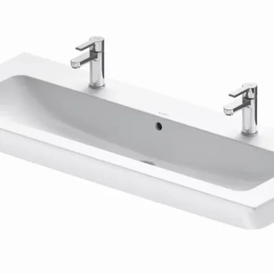 Duravit ME by Starck - mēbeles dubultā izlietne 123x49 cm, 2 jaucējkrāna caurumi, ar WonderGliss, balta matēta 23611232241