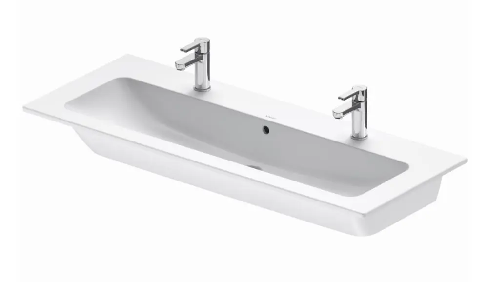 Duravit ME by Starck - mēbeles dubultā izlietne 123x49 cm, 2 jaucējkrāna caurumi, ar WonderGliss, balta matēta 23611232241