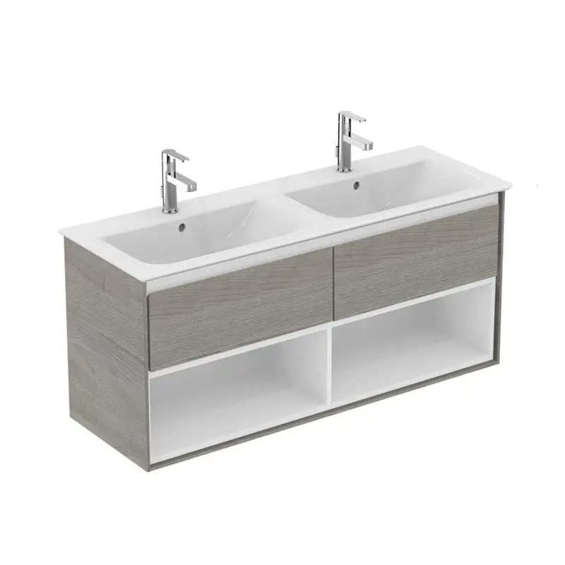 Ideal Standard Connect Air - dubultās izlietnes skapītis 120 cm, pelēks ozols/matēti balts lakots E0829PS
