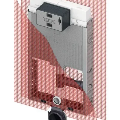 Tece TECEbox - zemapmetuma elements sienas WC, ar skalošanas kasti Octa II, 8 cm, smaku nosūkšana, montāžas augstums 1,07 m 9370502