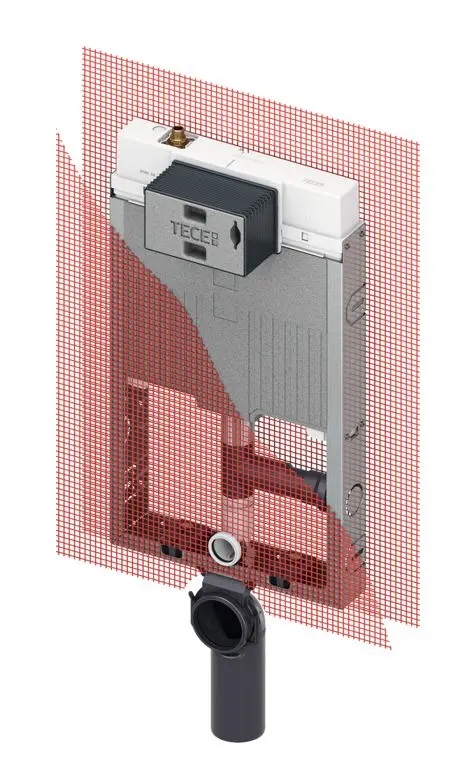 Tece TECEbox - zemapmetuma elements sienas WC, ar skalošanas kasti Octa II, 8 cm, smaku nosūkšana, montāžas augstums 1,07 m 9370502