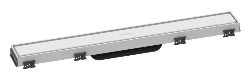 Hansgrohe RainDrain Match - dušas noteka 600 ar nerūsējošā tērauda resti, ar augstumā regulējamu rāmi, balta matēta 56036700
