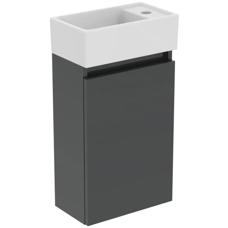 Ideal Standard Eurovit+ - roku izlietne ar skapīti, 55x35x20 cm, 1 durvis, tumši pelēks R0569TI