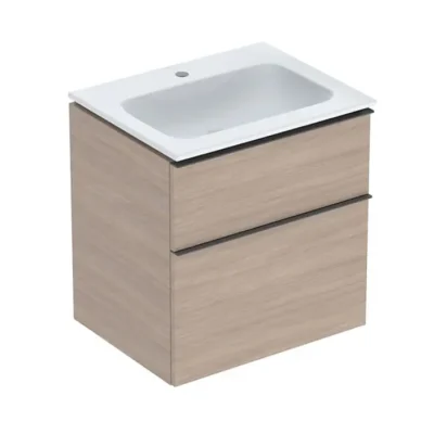 Geberit iCon - izlietne ar zemizlietnes skapi, 60x48x63 cm, 2 atvilktnes, KeraTect, ozols 502.331.JH.1