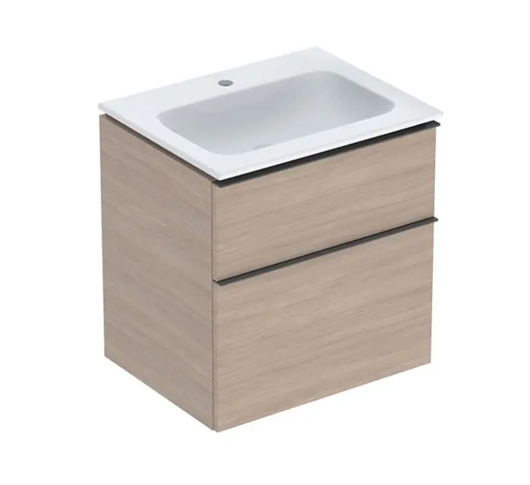 Geberit iCon - izlietne ar zemizlietnes skapi, 60x48x63 cm, 2 atvilktnes, KeraTect, ozols 502.331.JH.1