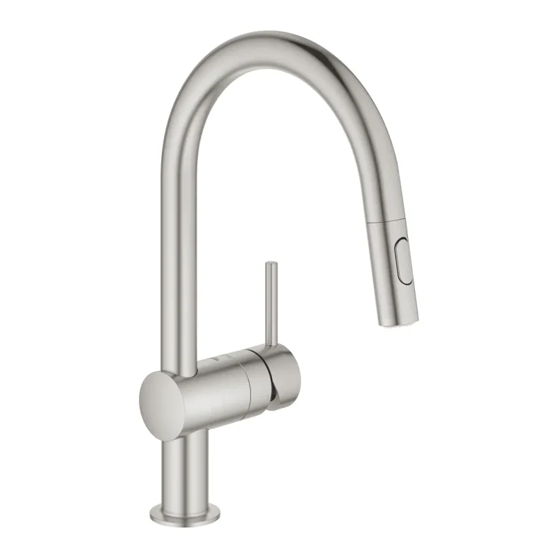 Grohe Minta - virtuves izlietnes maisītājs ar izvelkamu trauku dušu, SuperSteel 32321DC2
