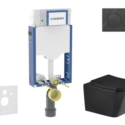 Geberit Kombifix - komplekts priekšsienas elements, WC Arkas I ar Softclose sēdekli un Sigma20 vadības plati, melns spīdīgs/melns matēts SANI15CA5512