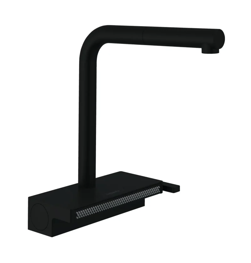 Hansgrohe M81 - virtuves izlietnes maisītājs Aquno Select 250 ar izvelkamu dušu un plakanu dušas strūklu, sBox, matēti melns 73830670