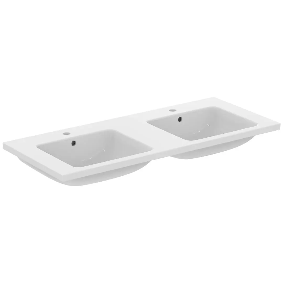 Ideal Standard i.Life B - dubultā izlietne 121x52 cm, ar pārplūdi, 2 jaucējkrāna atverēm, balta T460201