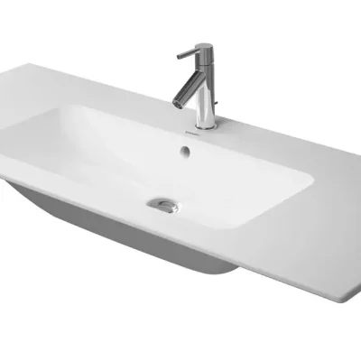 Duravit ME by Starck - mēbeļu izlietne 123x49 cm, ar 1 jaucējkrāna caurumu, ar WonderGliss, Alpu balts 23361200001