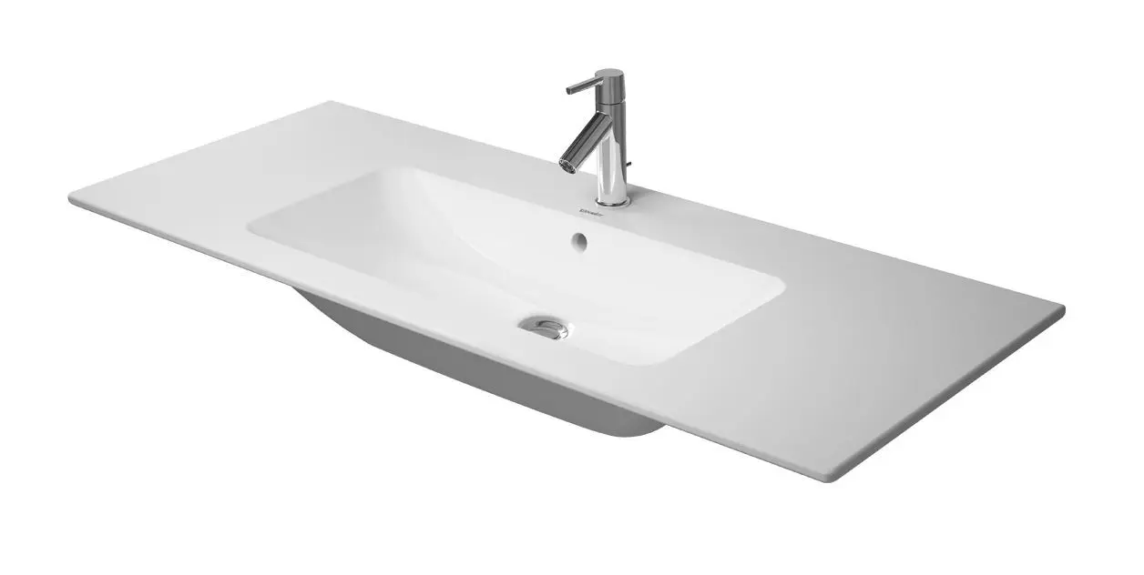 Duravit ME by Starck - mēbeļu izlietne 123x49 cm, ar 1 jaucējkrāna caurumu, ar WonderGliss, Alpu balts 23361200001