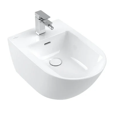 Villeroy & Boch Subway 3.0 - pie sienas bidē 560x375 mm, ar pārplūdi, ar jaucējkrāna atveri, CeramicPlus, Alpu balts 447000R1