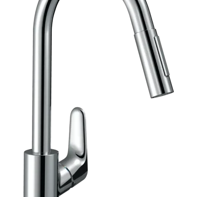 Hansgrohe Focus M41 - virtuves izlietnes vienas sviras maisītājs 240 ar izvelkamu trauku dušu, hromēts 31815000