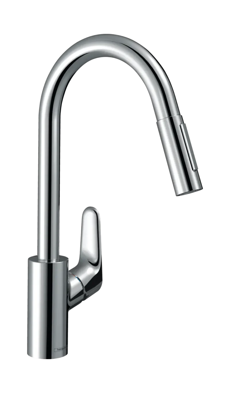 Hansgrohe Focus M41 - virtuves izlietnes vienas sviras maisītājs 240 ar izvelkamu trauku dušu, hromēts 31815000