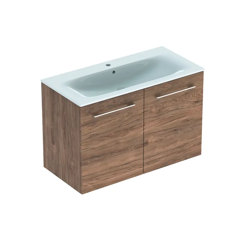 Geberit Selnova Square - izlietnes skapītis 64x54x48 cm, ar izlietni, 2 durvis, Hickory riekstkoks 501.262.00.1